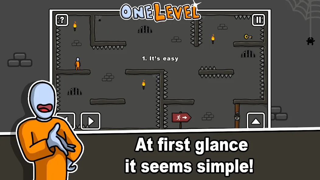 One Level: Stickman Jailbreak (Уан Левел)  [МОД Бесконечные монеты] Screenshot 1