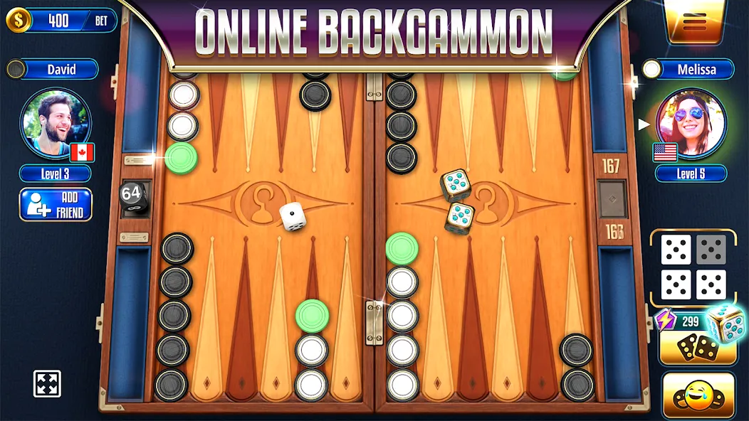 Backgammon Legends Online  [МОД Бесконечные монеты] Screenshot 1