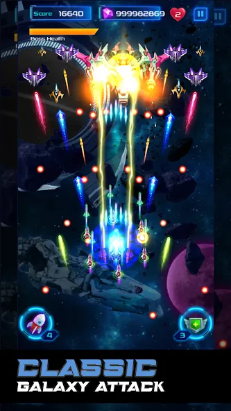 Galaxy Attack: Space Shooter (Гэлэкси Аттак)  [МОД Много денег] Screenshot 1