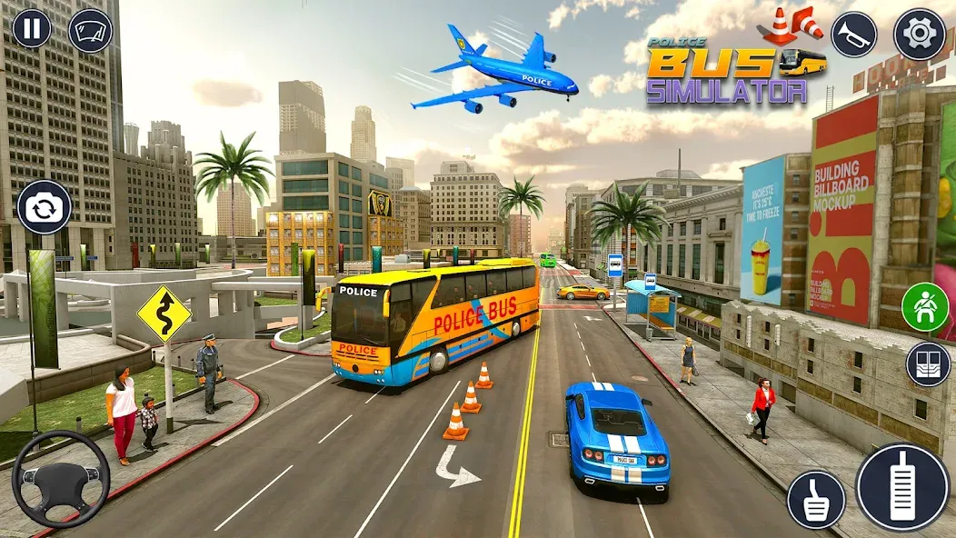 Police Bus Simulator Bus Games  [МОД Бесконечные монеты] Screenshot 4