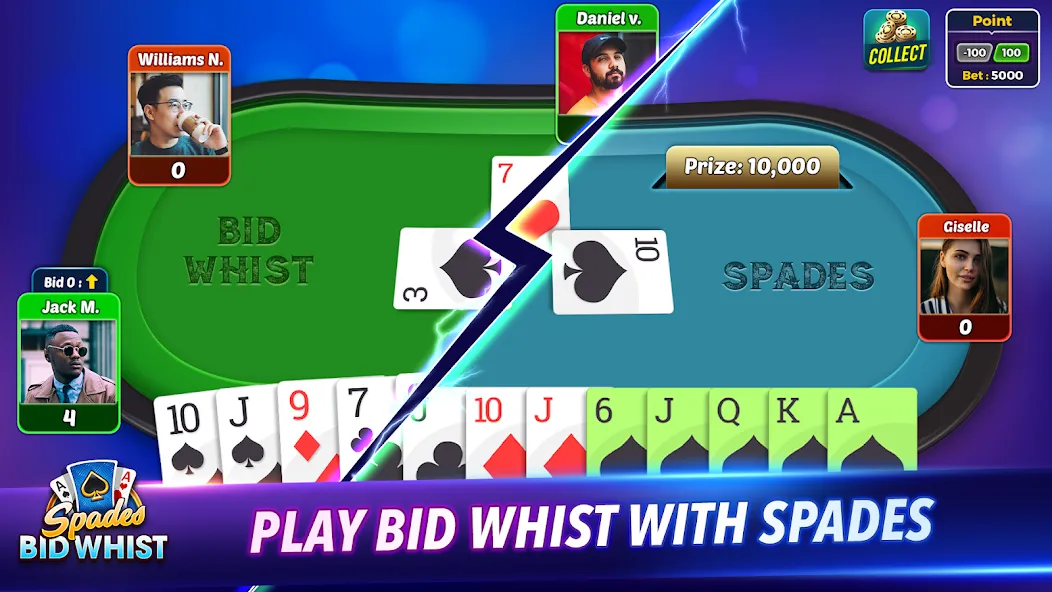 Spades: Bid Whist Classic Game (Бид Вист Классик)  [МОД Много денег] Screenshot 2