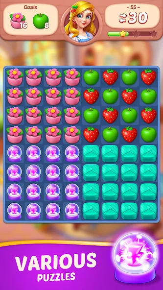 Fruit Diary - Match 3 Games  [МОД Все открыто] Screenshot 5