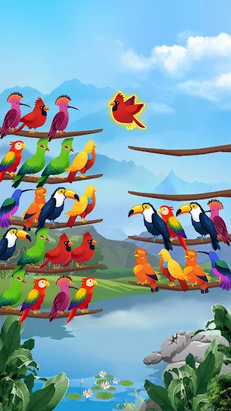 Bird Sort - Color Puzzle  [МОД Mega Pack] Screenshot 1