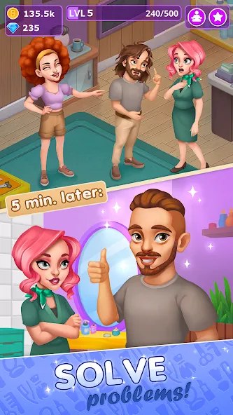 Beauty Tycoon: Hair Salon Game (Бьюти Тайкун)  [МОД Меню] Screenshot 4