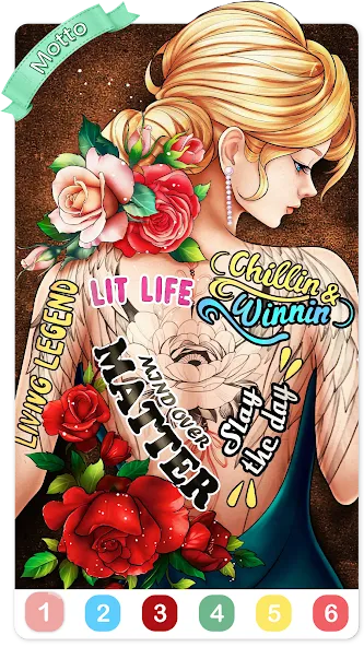 Tattoo Coloring games  [МОД Много денег] Screenshot 5