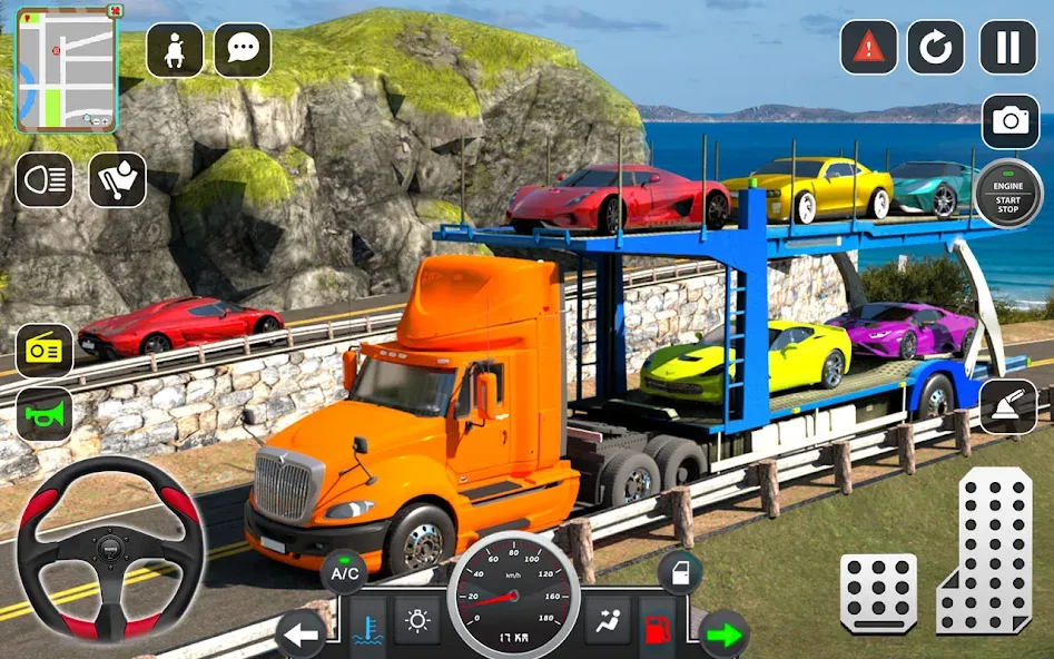 Trailer Truck Car Transport 3D  [МОД Много монет] Screenshot 4