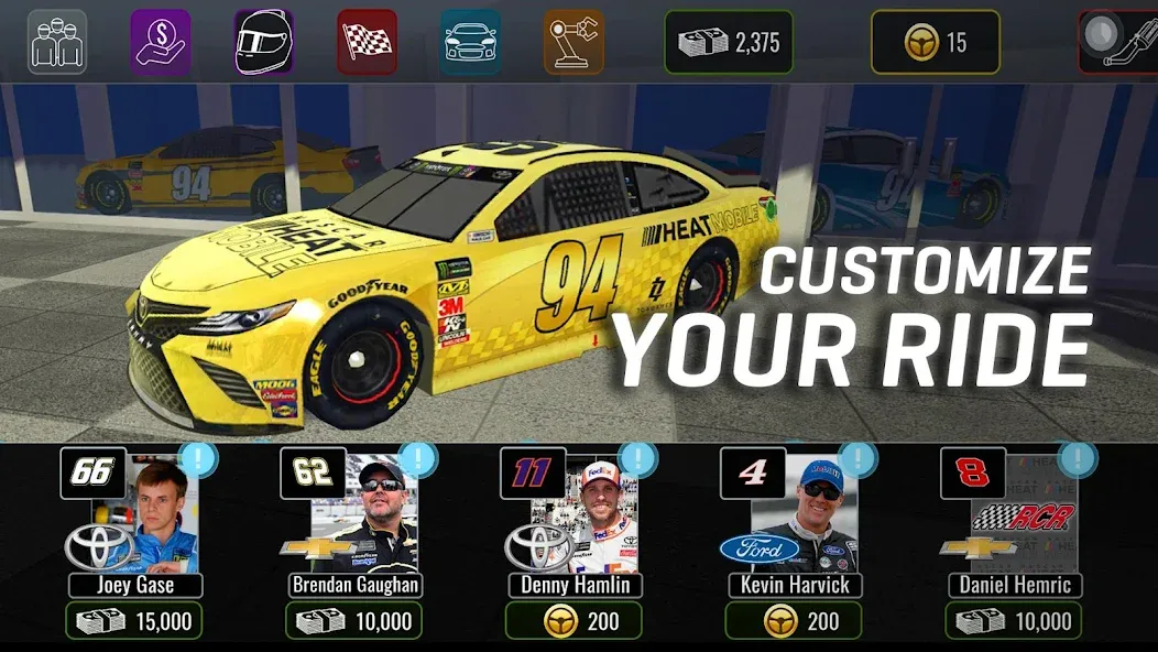 NASCAR Heat Mobile (НАСКАР Хит Мобилай)  [МОД Меню] Screenshot 2