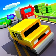 Взломанная Blocky Highway: Traffic Racing (Блоки Хайвей)  [МОД Меню] - полная версия apk на Андроид