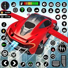 Взломанная Flying Car Robot Shooting Game  [МОД Mega Pack] - стабильная версия apk на Андроид