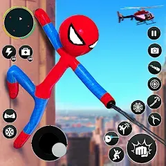 Взлом Flying Stickman Rope Hero Game  [МОД Mega Pack] - полная версия apk на Андроид