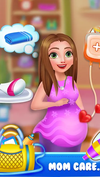 Mom newborn babysitter care (Мама новорожденного няня заботится)  [МОД Бесконечные деньги] Screenshot 3