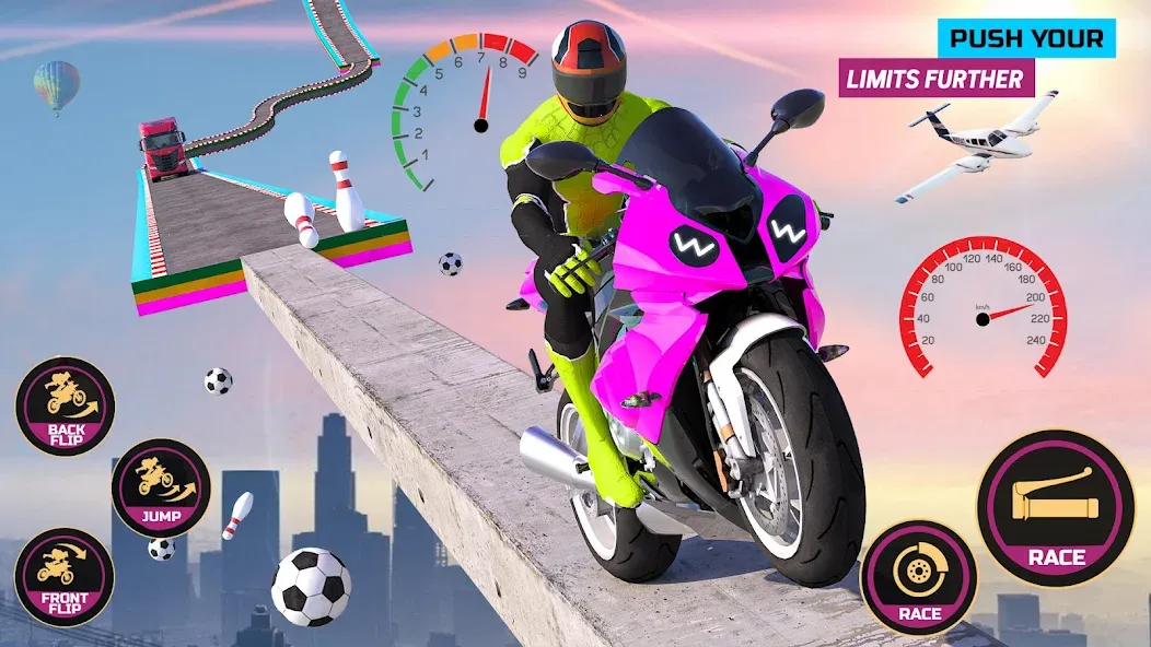 Racing Bike Stunt Games Master (Гонки на мотоциклах Мастер игр в трюки)  [МОД Много денег] Screenshot 1