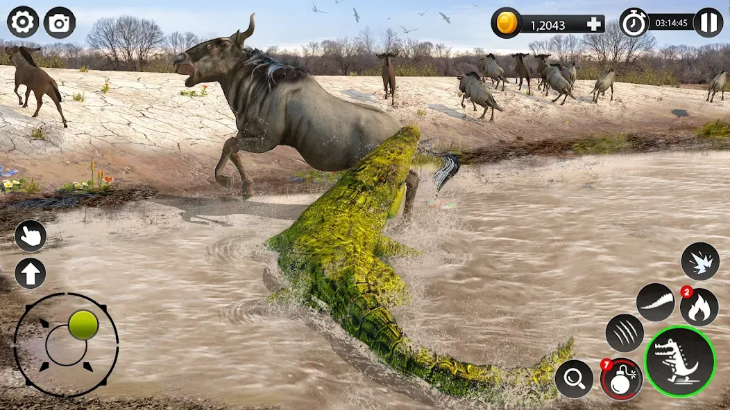 Hungry Animal Crocodile Games  [МОД Все открыто] Screenshot 1