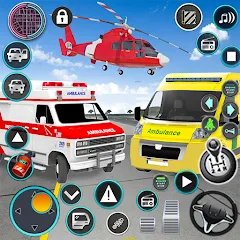 Взлом Heli Ambulance Simulator Game  [МОД Mega Pack] - полная версия apk на Андроид