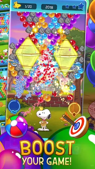 Bubble Shooter - Snoopy POP! (Бабл шутер)  [МОД Много монет] Screenshot 4