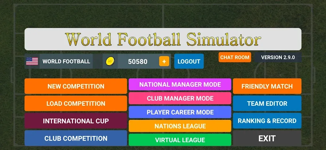 World Football Simulator (Мировой Футбольный Симулятор)  [МОД Много монет] Screenshot 1