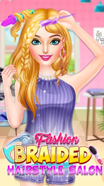 Braided Hair Salon Girls Games  [МОД Много монет] Screenshot 3