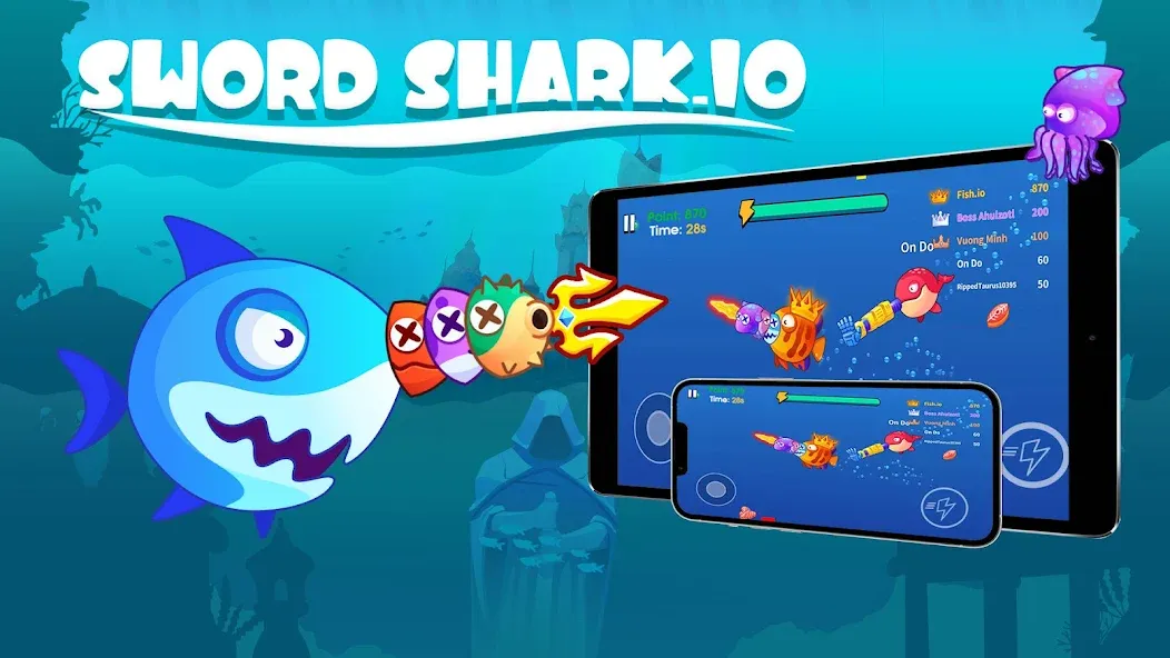 Sword Shark.io - Hungry Shark  [МОД Много монет] Screenshot 1