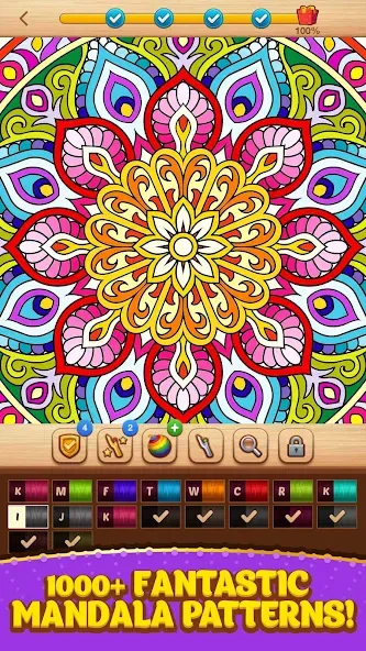 Cross Stitch Coloring Mandala (Кроссстиль раскрашивание мандала)  [МОД Все открыто] Screenshot 1