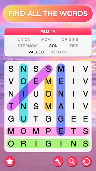 Word Search - Word Puzzle Game  [МОД Unlocked] Screenshot 1