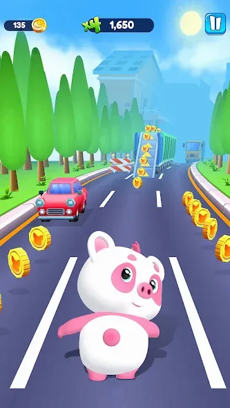 Piggy Panda Run: Fun Game  [МОД Бесконечные монеты] Screenshot 1