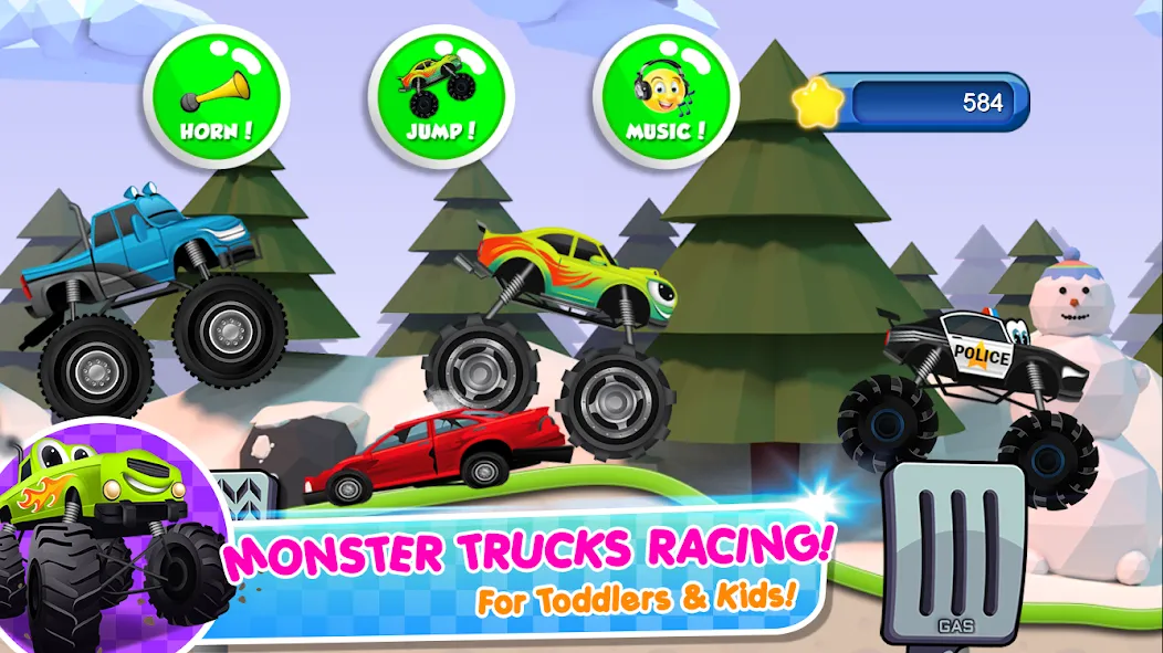 Monster Trucks Game for Kids 2 (Монстр Тракс Игра для Детей 2)  [МОД Бесконечные монеты] Screenshot 1