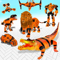 Скачать взломанную Robot Game Transform Crocodile  [МОД Бесконечные деньги] - последняя версия apk на Андроид