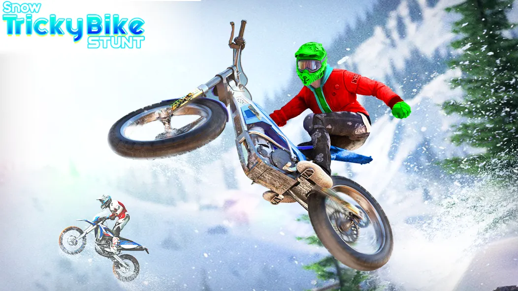 Snow Tricky Bike Stunt Race 3D  [МОД Все открыто] Screenshot 1