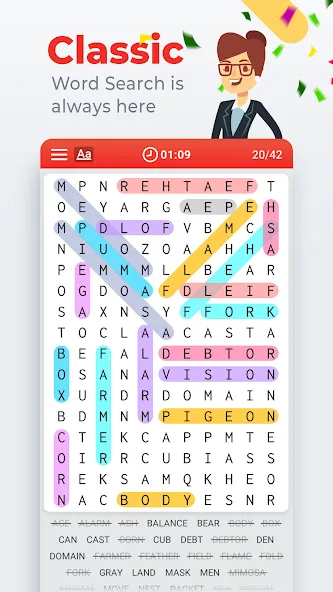 Word Search Colorful  [МОД Много монет] Screenshot 1