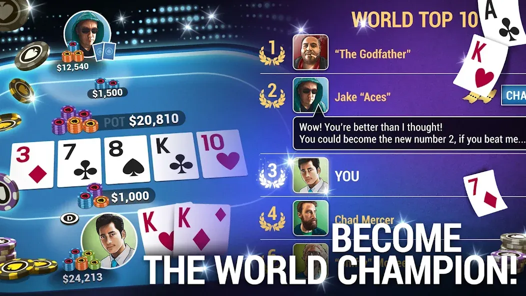 Poker World, Offline TX Holdem (Покер Ворлд)  [МОД Бесконечные монеты] Screenshot 3