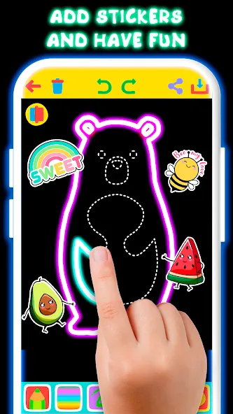 Drawing For Kids - Glow Draw  [МОД Все открыто] Screenshot 2