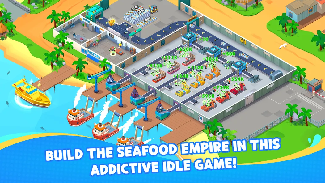 Seafood Inc - Tycoon, Idle (Айдл Сифуд Инк)  [МОД Много монет] Screenshot 1