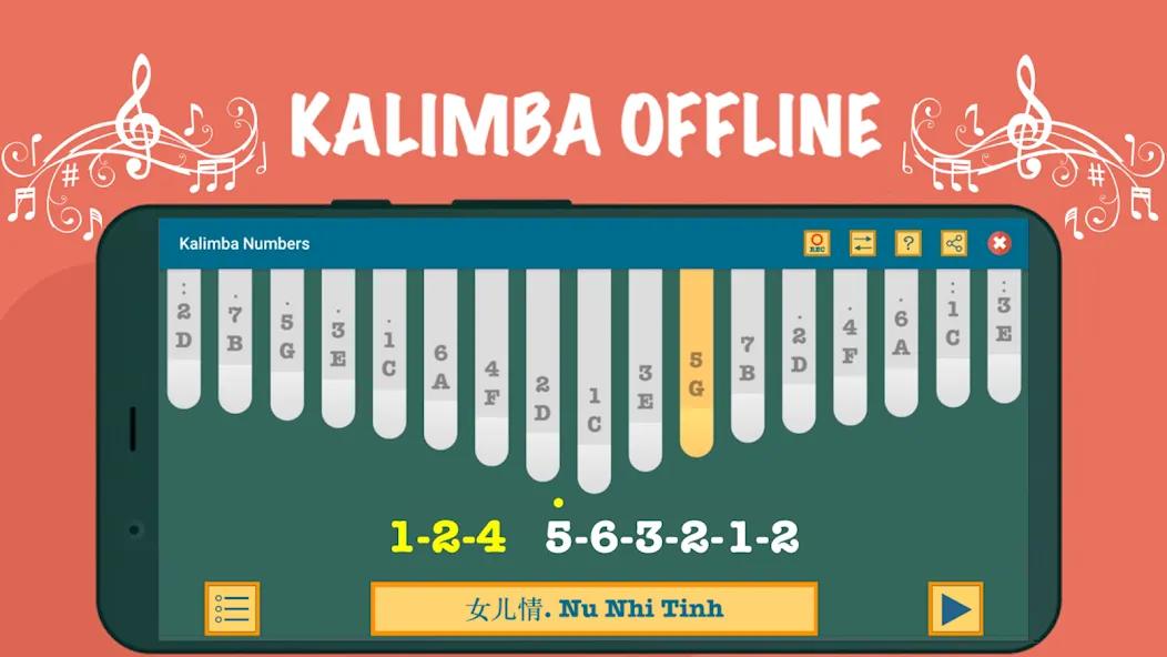 Kalimba App With Songs Numbers (Калимба приложение с песнями и цифрами)  [МОД Много монет] Screenshot 5